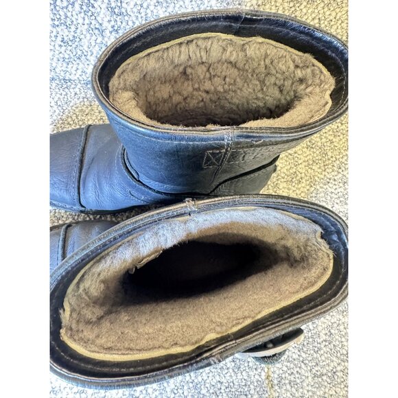 Vintage UGG Australia Black Leather Shearling-Lined Ankle Boots Men's Size 7 Wi - Picture 8 of 16